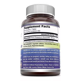 Amazing Formulas Potassium Gluconate 99mg 250 Tabletas Sabor Sin sabor