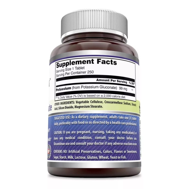 Amazing Formulas Potassium Gluconate 99mg 250 Tabletas Sabor Sin sabor