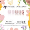 Flower Press on Nails Extra Short Square MABKJLF White Fake