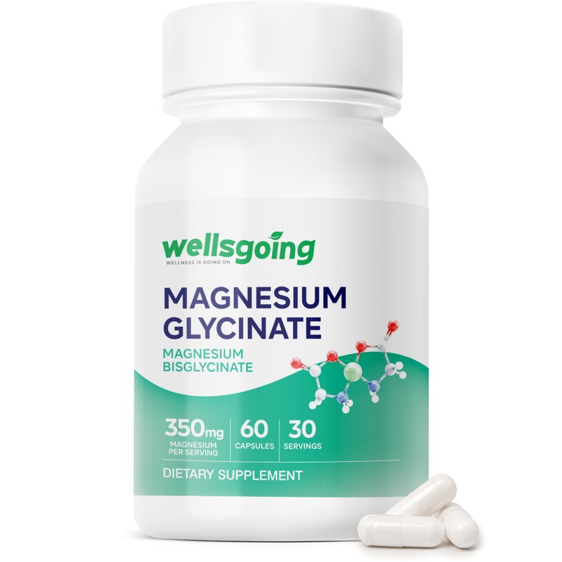Wellsgoing Magnesium Glycinate Supplement, Chelated Magnesium for Muscle, Nerve &