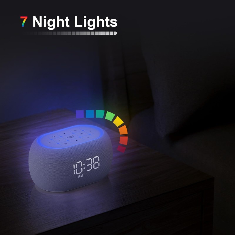 ANJANK White Noise Sound Machine Alarm Clock with Hi-Fi Bluetooth