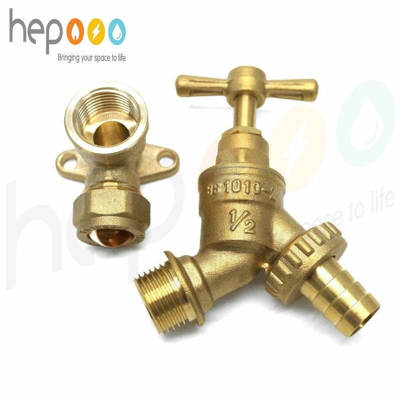 hep® Outdoor Garden Bib Tap Kit Inc. Wall Plate Elbow