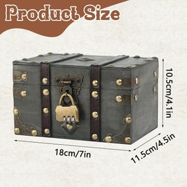 Forbabe Wooden Treasure Chest 18 x 11 x 10 cm - Vintage Treasure Chest with Lock Pirate Treasure Chest Children Gift Chest Treasure Chest Wedding for Storage Decoration