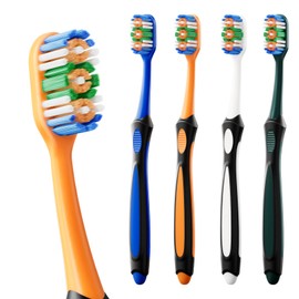 Lonlown Medium Toothbrushes for Adults Whitening Toothbrush with Spiral Tooth Brush Pack Medium Rounded Cleaning Bristles with Ergonomic Handle for Remove Surface Stains from Teeth (4 Pack)