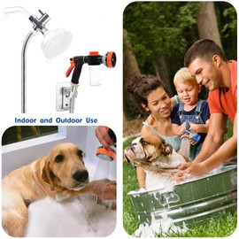 Dog Shower Attachment Water Hose Nozzle Sprayer Set with Metal 3-Way Shower Diverter & 6.6 Ft Long Hose for Bathroom Shower Arm Easy Indoor Outdoor Pet Pup Dog Washing Hose attachment
