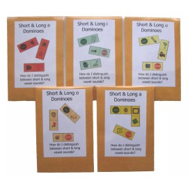 Unbranded 5 Educational Literacy Learning Center Resource Game Short & Long Vowel Dominoes