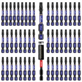 Geinxurn 2 In. Security T25 Impact Magnetic Screwdriver Bit Set, 51 Pieces #25 Torx Head Power Bit Set, S2 Alloy Steel Hollow Star Bit Set with 1Pcs Impact Bit Holder