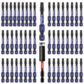 Geinxurn 2 In. Security T25 Impact Magnetic Screwdriver Bit Set, 51 Pieces #25 Torx Head Power Bit Set, S2 Alloy Steel Hollow Star Bit Set with 1Pcs Impact Bit Holder