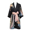 KIM+ONO Women's Charmeuse Kimono Robe Short - Peacock Feather -