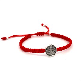 Agalea | Pulsera de san benito de plata ley 925, roja tejida a mano, ajustable, para mujer o para hombre