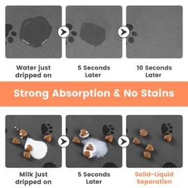Pet Feeding Mat-Absorbent Pet Placemat for Food and Water Bowl, with Waterproof Rubber Backing, Quick Dry Water Dispenser Mat for Dog and Cat (12"x20", Bones)