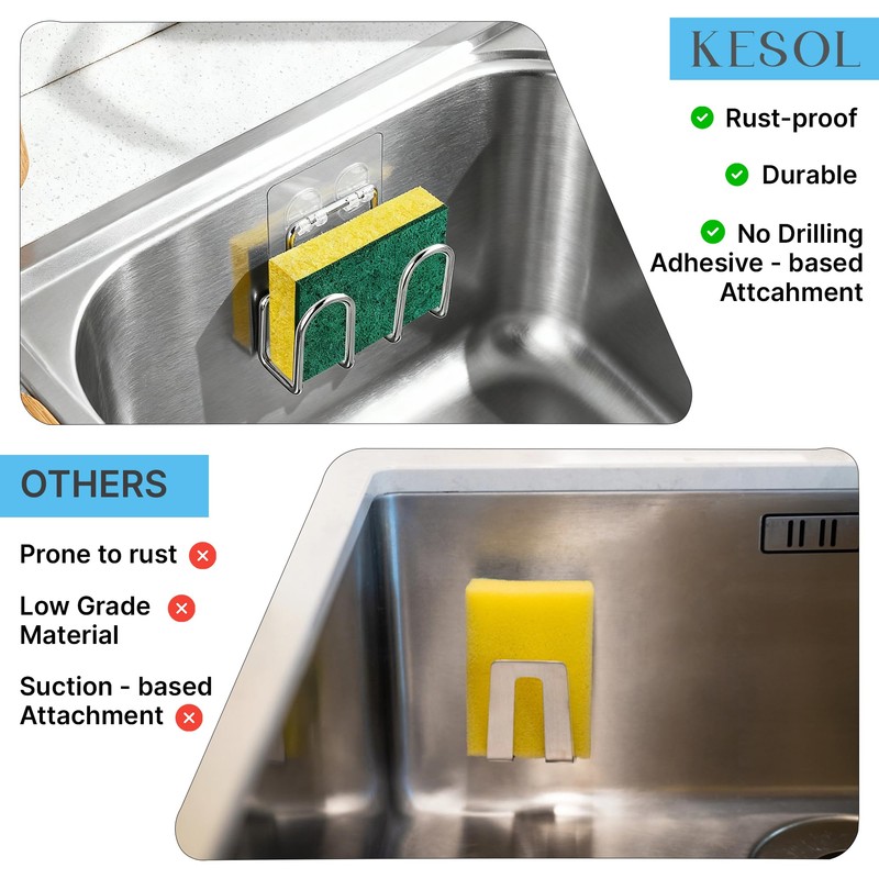 KESOL Kitchen Sponge Holder | Sink Caddy for Sponges, Scrubbers,