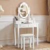 Costway Modern Dressing Table Set Makeup Vanity Desk w/Dimmable Bulbs