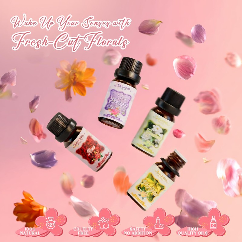 SALKING Floral Essential Oils Set, Premium Pure and Natural Essential Oils,