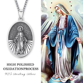 REDSUN Saint Michael Necklace for Men Sterling Silver Archangel Michael Chain/Christopher/Benedict/Virgin Mary Chain Religious Sacred Medal Jewellery for Men Women Boys, Sterling Silver