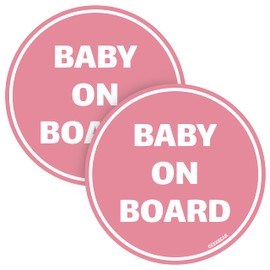 GEEKBEAR Baby on Board Sticker for Cars (Light Pink - 2 Pack) - Baby on Board - No Magnet or Suction Cup - Baby on Board Safety Sign - Cute and Funny Baby in Car Sticker Decal for Window Bumper