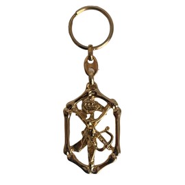 ADCSHOP - Keyring with Spanish Legion and the Christ of Good Death – Christ of Mena – in golden Zamak – measures 10.5 cm – weighs 22.60 grs., gold, One size