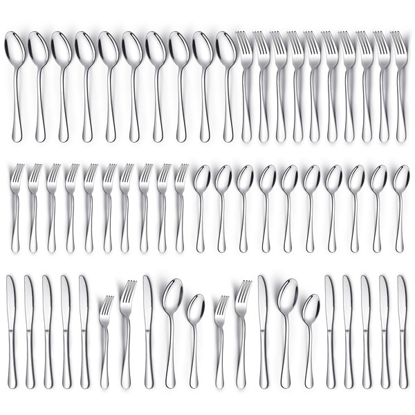 60 Piece Silverware Set for 12, Stainless Steel Flatware Utensils
