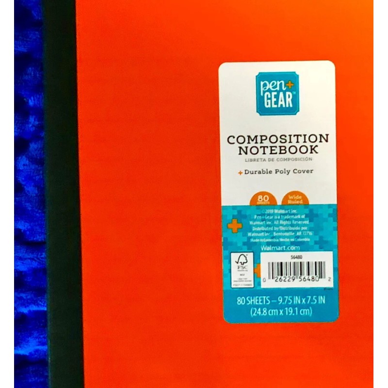 pen+gear composition book 80 Sheets Durable POLY Cover, WIDE RULED,