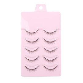 5Pcs Black False Eyelashes 8mm Short Fake Mink Lashes Enlarge Eyes Natural Perfect Fitting Artificial Fiber Extensions Eye Lashes Fake Lashes, Women's Make Up Tools False Eyelashes and Adhesives