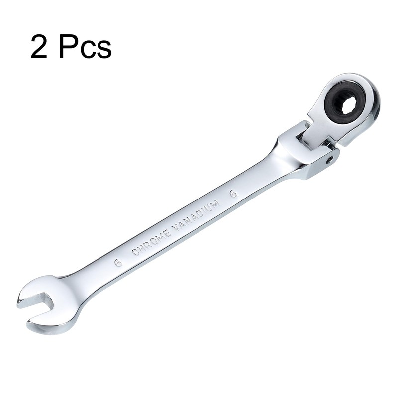 sourcing map 2pcs Flex-Head Ratcheting Wrench 6mm 180° Rotating Head