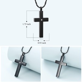 Crystal Cross Necklace for Ashes - Stainless Steel Keepsake Cremation Jewellery - Religious Cross Memorial Urn Necklace for Pet Human Ash Pendant, Stainless Steel, No Gemstone