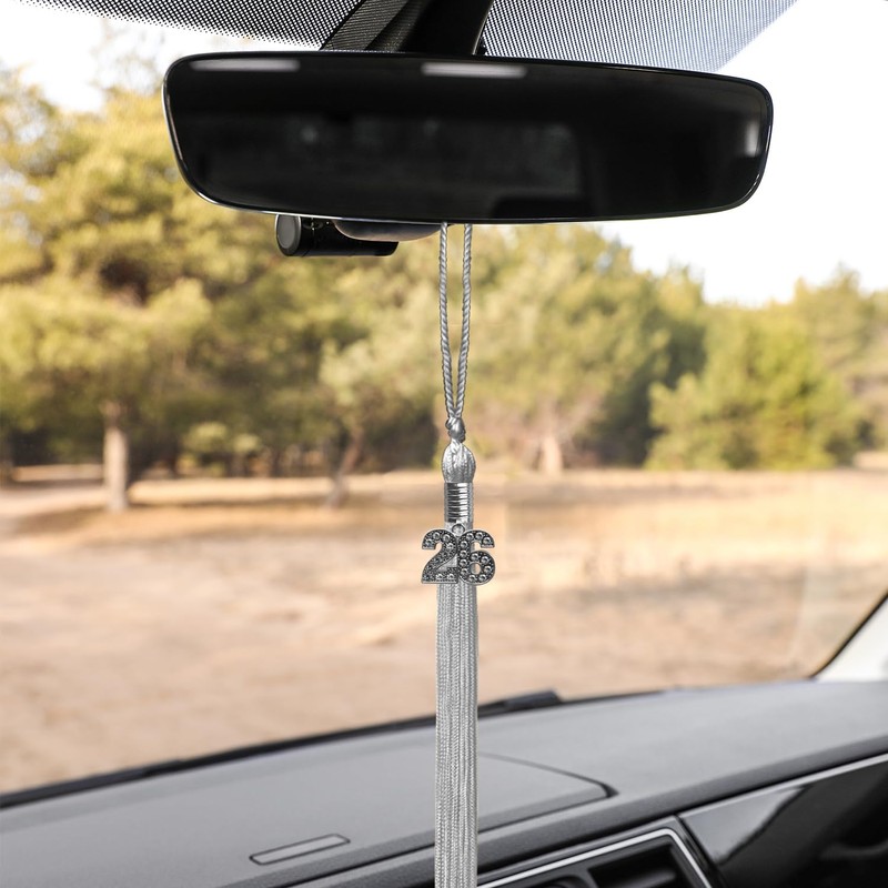 Endea Graduation Single Color Tassel with Silver Bling Charm (White,