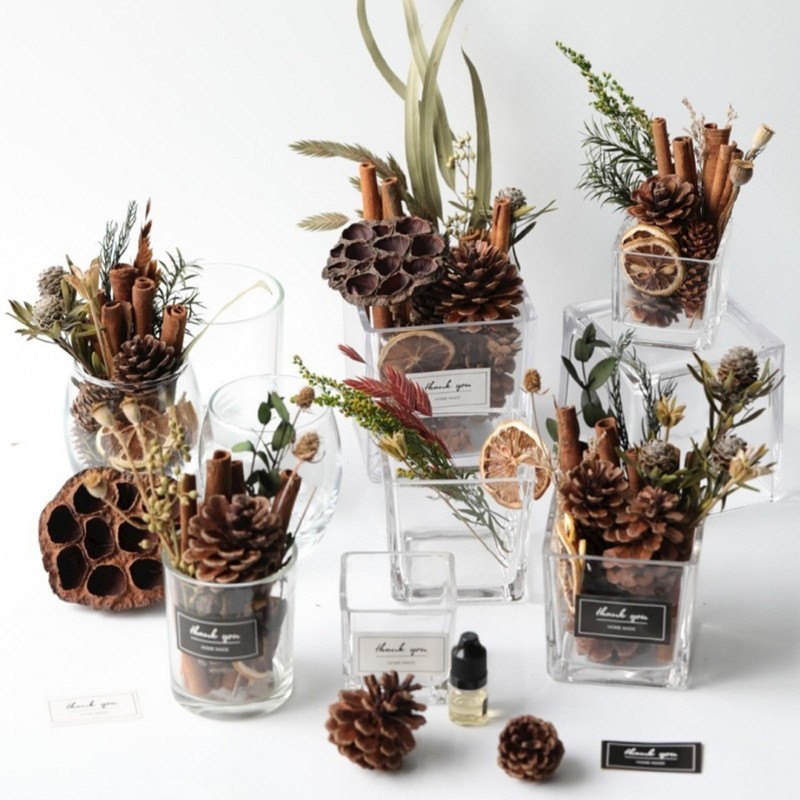 Bacucine Natural Pine Cones 200pcs Christmas Dried Flowers Dried Pine