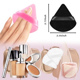8 Pieces Triangle Powder Puff with 4 Travel Cases, Triangle Makeup Puff, Reusable Velour Cosmetic Foundation Blender Sponge for Loose Powder Body Powder, Beauty Makeup Tools (4 colors)