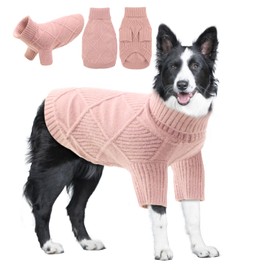 EMUST Pet Sweater, Dog Sweaters for Large Dogs with Sleeves, Warm Dog Sweater for Cold Weather, Pink 4XL
