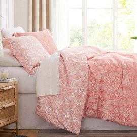 SouthShore FINE LINENS Perfect Paisley Collection - Premium Quality, Soft, Wrinkle, Fade, & Stain Resistant, Easy Care, Oversized Duvet Cover Set, Twin / Twin XL, Coral Haze