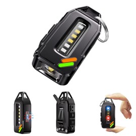 Mini Flashlight Keychain with Red/UV/Black Light, 500 Lumens Small EDC Flashlight Rechargeable with 9 Modes & Waterproof, Mini Pocket Flashlight Magnetic with Clip, Flash Light for Emergency, Fishing