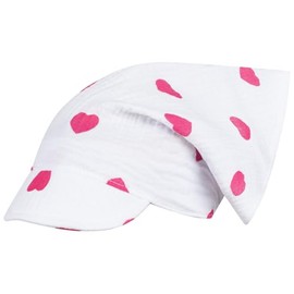 Headscarf Hat Peaked Cap Girls Summer Cotton Muslin, white-pink
