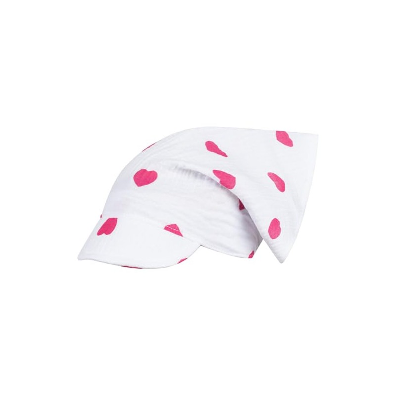 Headscarf Hat Peaked Cap Girls Summer Cotton Muslin, white-pink