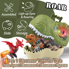 Dinosaur Toys for Kids 3-5, Kids Take Apart STEM Construction Building Toys with Electric Drill, 12 Realistic Dinosaurs Figures, Xmas Stocking Stuffer Birthday Gifts Toys for 3 4 5+ Year Old Boy Girl