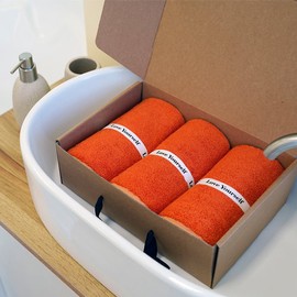 Songwol Towel Merry Christmas Lennon Hotel Towel Face Banding 220g Coma 30 Count 3p Gift Set, Orange / 송월타올 메리크리스마스 레논 호텔수건 페이스 밴딩 220g 코마 30수 3p 기프트세트, 오렌지