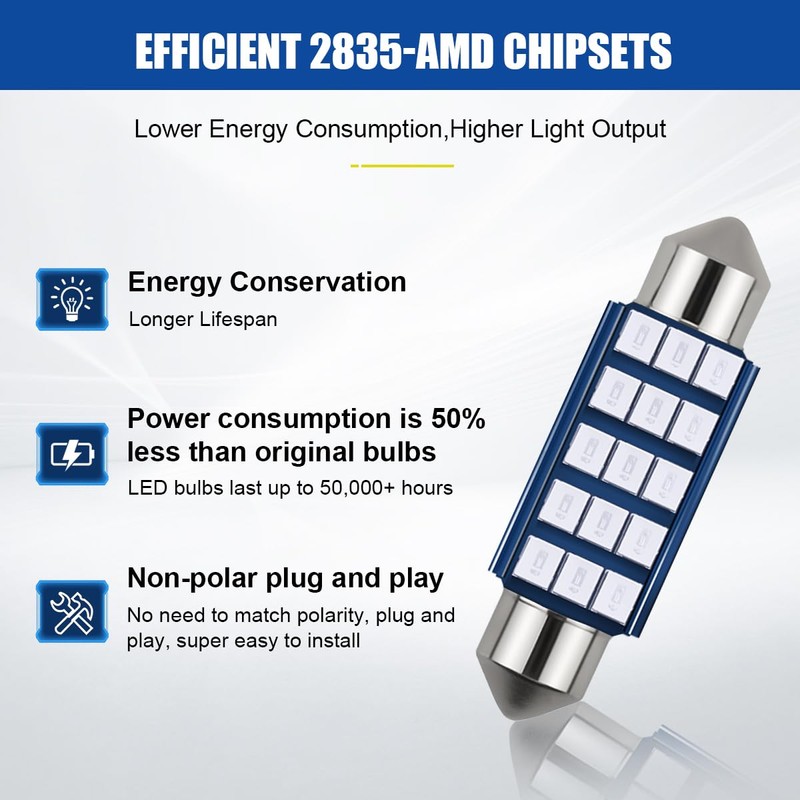smilfuy 578 211-2 212-2 LED Extremely Bright Bulbs, 1.6" 6000K