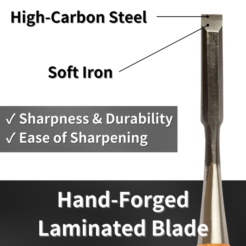RANSHOU Japanese Chisel 12mm 1/2" Mortise Chisel Oire Nomi, Professional