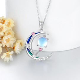 Zodiac Necklace Libra Necklace with Pink October Birthstone Moonstone Constellation Pendant Astrology Jewelry Birthday Gifts for Women