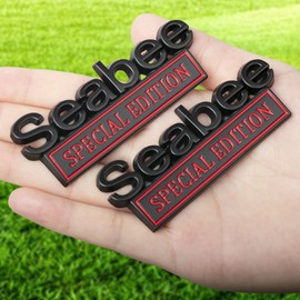 YQCQWL 2 Pack Seabee Special Edition Car Emblem with 4 Adhesives, 3D Badge Decal for Trucks, Metal Stickers Replacement Fit Universal Vehicle, Veteran Gifts for Men (Black & Red)