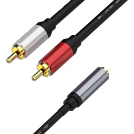 sovunis 3.5mm to 2 RCA Cable (1FT), Stereo RCA Y Splitter 3.5mm Female to 2RCA Male Stereo Audio Adapter Compatible for TV, Smartphones, MP3, Tablets, Speakers, Home Theater