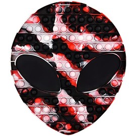 Jumbo Black White And Red Alien Head Bubble Popper Toy 12"