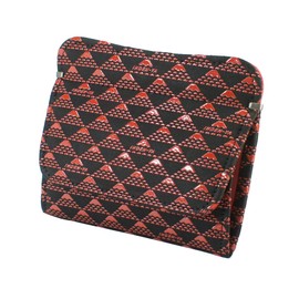 Indenya 2802-21 Inden Wallet, Coin Purse, Deer Leather, Takane, Mt. Fuji Pattern, Black Background x Red Lacquer, Black, Red