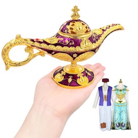 Aonfubu Vintage Aladdin Genie Lamp Cone Incense Holder,Legend Magic Lamp Incense Burner Arabian Costume Props,Wishing Light for Home Decor Birthday Party Wedding Purple