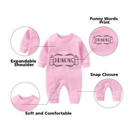 AOUYOA Baby Twins Bodysuit Boy Drinking Buddies Romper Baby Shower Girl Clothes Set, Pink and Blue, 3-6 Months
