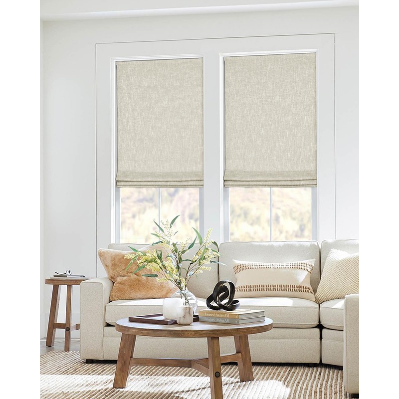 No Tools No Drill Cordless Roman Shades for Indoor Windows