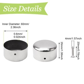 UFURMATE Handrail End Cap, 4 Pieces Stainless Steel Round Handrail End Caps Stair Treads Handrail End Cover Handrail Fittings for 60mm Diameter Handrail