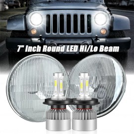Unbranded Pair 7" Inch Round LED Headlights High/Low DRL For Jeep Wrangler JK LJ TJ CJ
