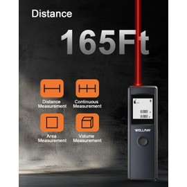 WELLRAY Lazer Distance Meters 165Ft in Laser Measure Tape Indoor Design Furniture Installation