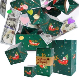 hoyuwak Surprise Gift Box Explosion for Money, Explosion Gift Box with Confetti Pop Up Money Box for Cash Gift for Presents Proposal Birthday Anniversary Christmas Valentine, 16 Bouncing Boxes Green